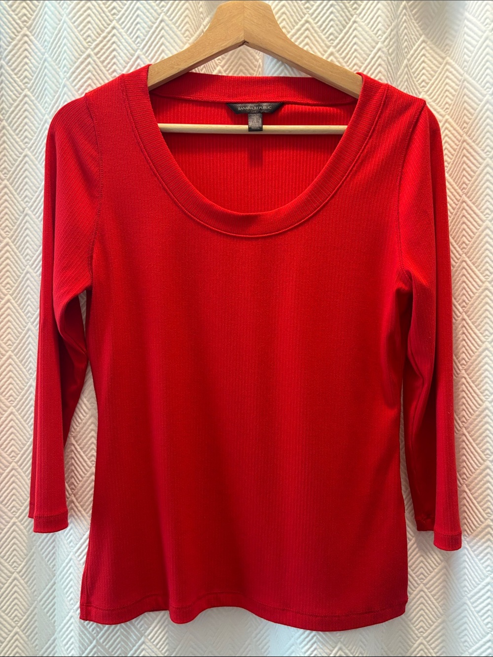 BANANA REPUBLIC Women's Red Scoop Neck Ribbed Fourth of July Top Size Small